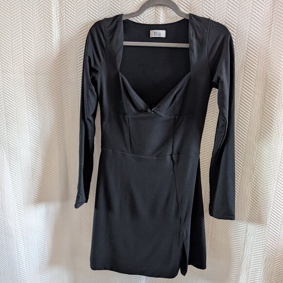Oh Polly Devi black mini dress long sleeve sweetheart Size 10 LBD Club Party - Picture 3 of 11